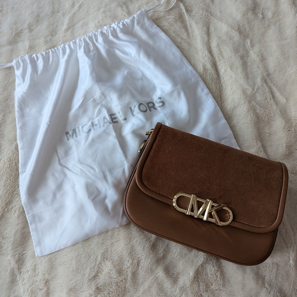MK Parker Medium Suede Messenger Bag